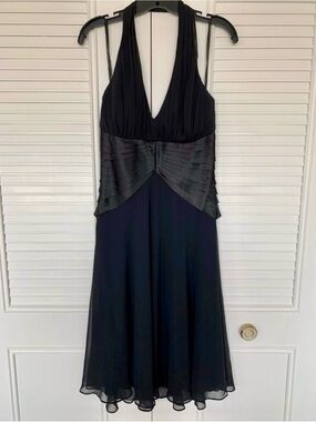 SL Fashions Black Halter V-Neck Midi Dress